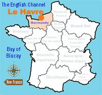 map of france showing the location of Le Havre