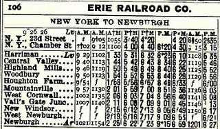 Erie Railroad - Old Timetable