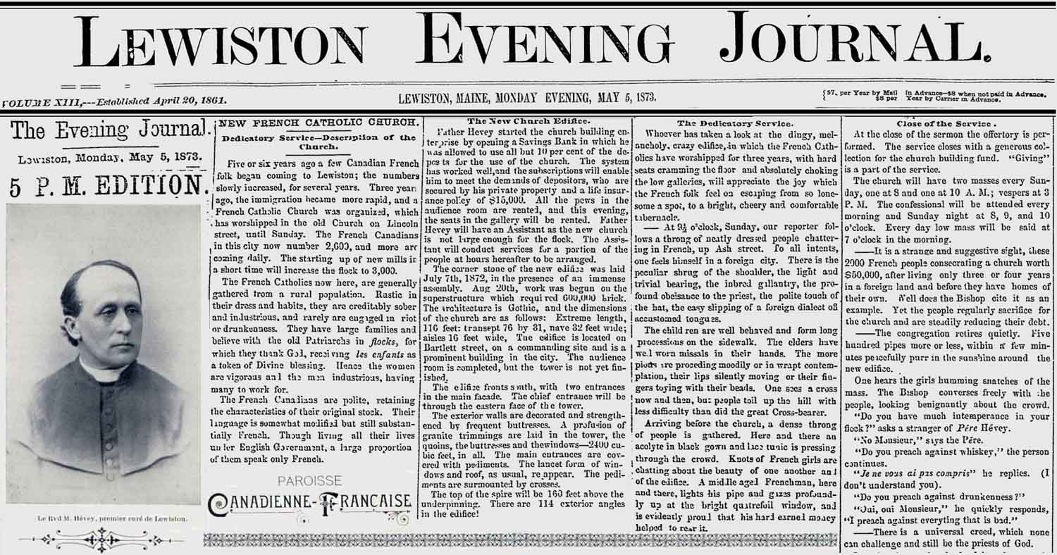 Front page of the Lewiston Evening Journal May 5, 1873